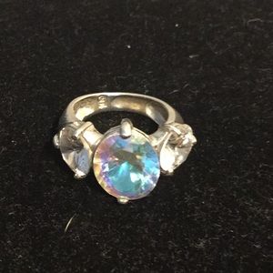 Vintage 925 cubic zirconia rainbow ring size 4.5